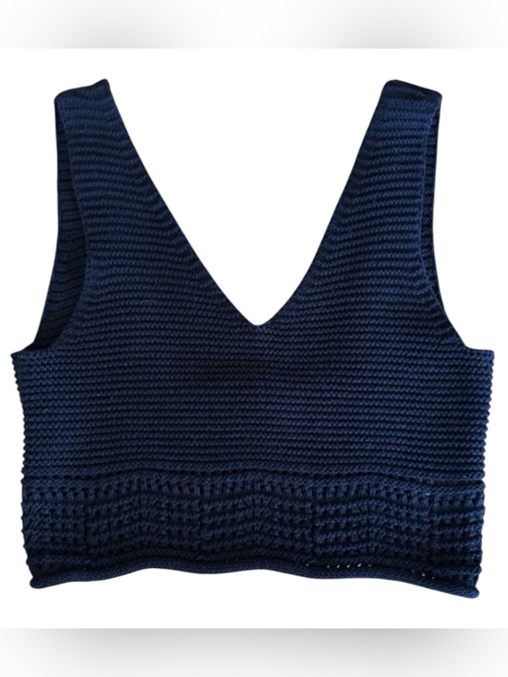 House of Harlow Black Knit Crochet Cropped Tank Top Sz S Boho Cowgirl Festival
